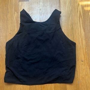 Athleta high neck black cropped tank